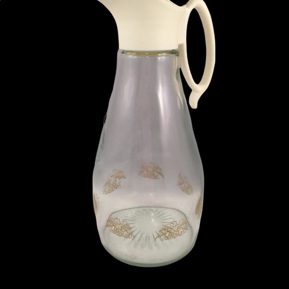 Vintage 1970s American Eagle Log Cabin Glass Syrup Dispenser - Picture 2 of 2